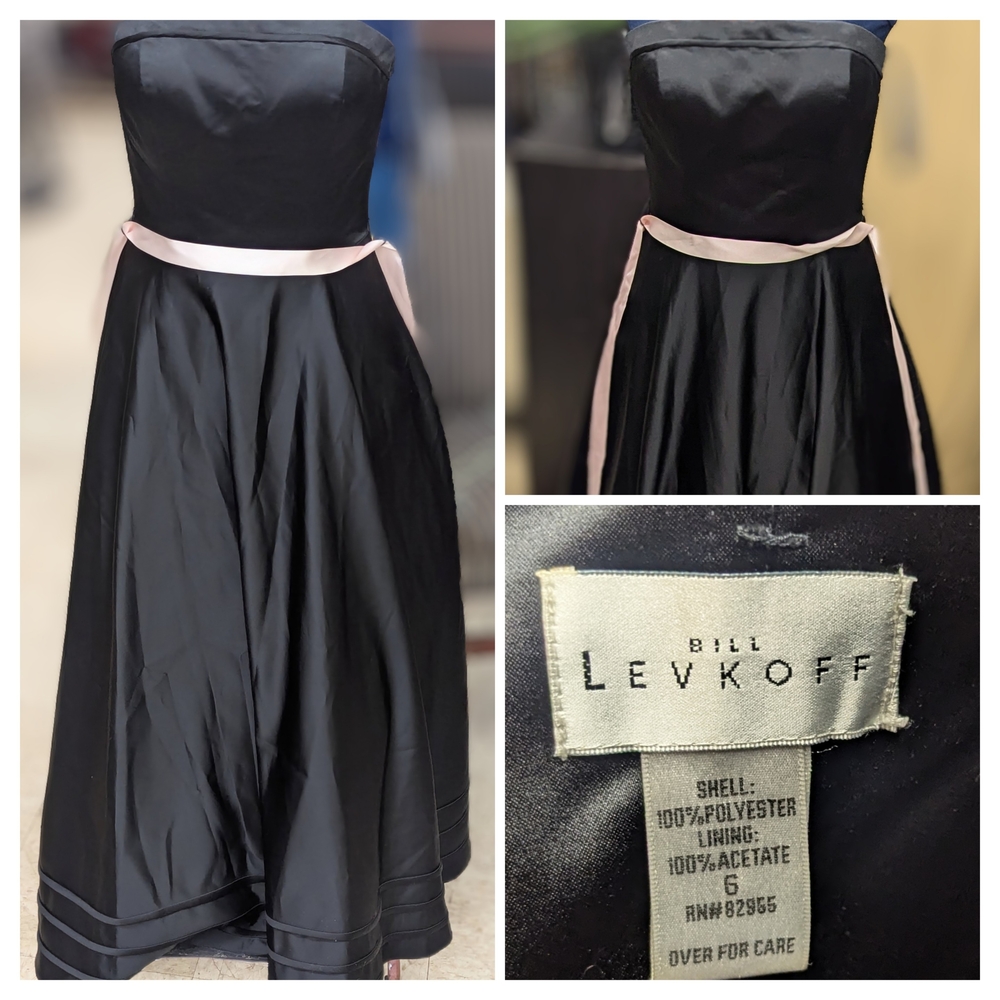 Bill Levkoff Black A-Line Strapless Cocktail Dress